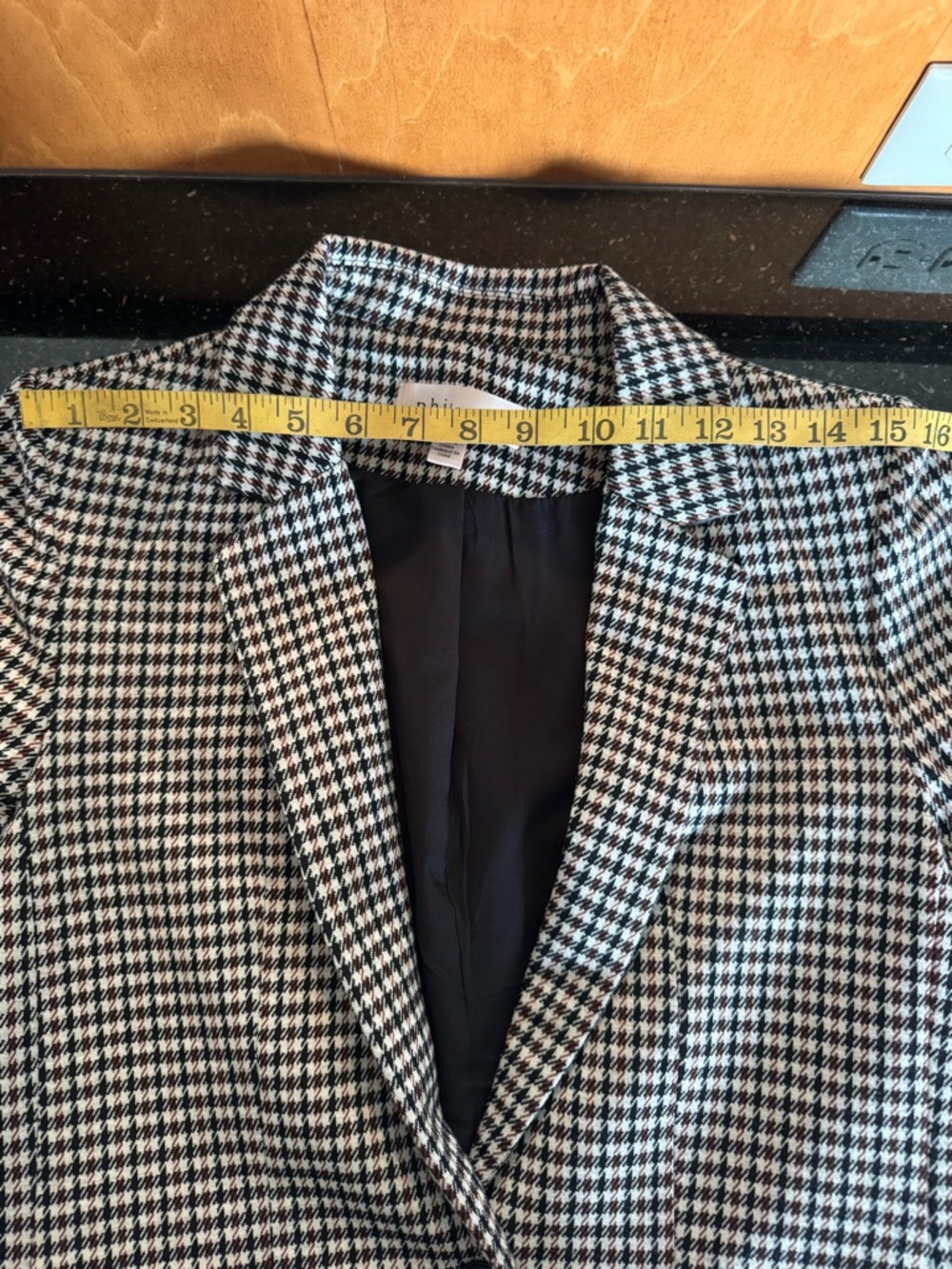 Philosophy Houndstooth Blazer in Black, White & Brown Accent - Picture 4 of 8
